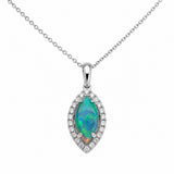 Opal & Diamond Halo Pendant