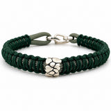 Green & Grey Paracord Bracelet w/ SS Round Boulder Mtn Bead