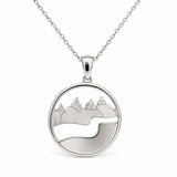 Large Circle CZ Mtn/ River Brushed Necklace