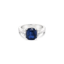 18KW Cushion Cut Sapphire & Diamond Ring