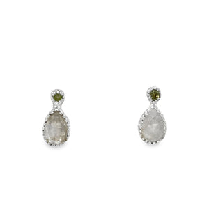 Peridot & Rainbow Moonstone Stud Earrings