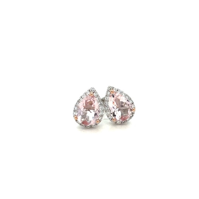 Morganite & Diamond Stud Earrings