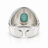 Sterling Silver Oval Blue Chalcedony Adjustable Ring