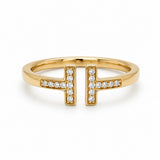 Yellow Gold Diamond "T" Ring