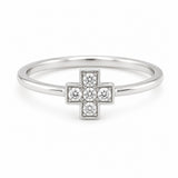 White Gold Diamond Cross Ring