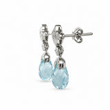 White Gold Briolette Aquamarine & Diamond Drop Earrings