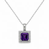 Amethyst & Diamond Halo Necklace