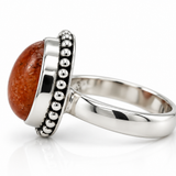 Sterling Silver Pear-Shaped Sunstone Ring