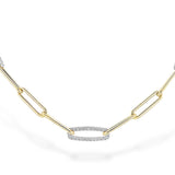 14K Yellow & White Gold Diamond Paperclip Necklace