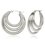 Silver Triple Layered Hoop Earrings