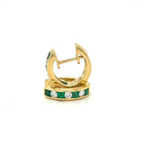18KY Emerald & Diamond Huggies