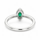 White Gold Emerald & Diamond Halo Ring