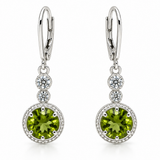 Silver Peridot & White Topaz Drop Earrings