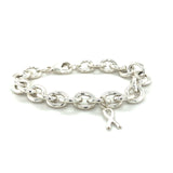 SS Cancer Awareness Ribbon Charm Bracelet