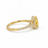 Yellow Gold Fancy Vivid Yellow Lab Grown Diamond Halo Ring