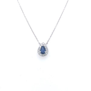 14KW Pear Sapphire & Diamond Pendant