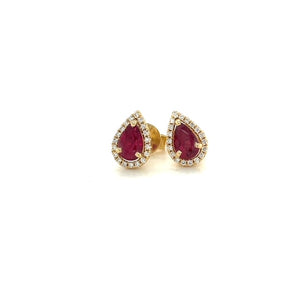 14KY 1.07ct Ruby & Diamond Stud Earrings