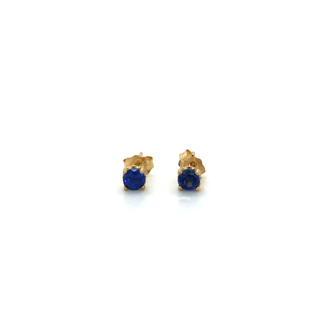 14KY 4mm Round Sapphire Studs