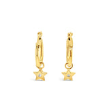14KY Star Dangle Earrings w/ Diamonds
