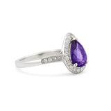Pear Shape Amethyst & Diamond Ring
