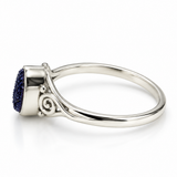 Silver Blue Druzy Ring with Scrollwork Design