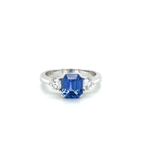 18KW 2.37 CT Sapphire & Diamond Ring