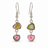 Sterling Silver Watermelon Tourmaline Drop Earrings