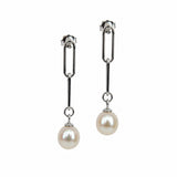 Paper Clip Pearl Drop Earrings