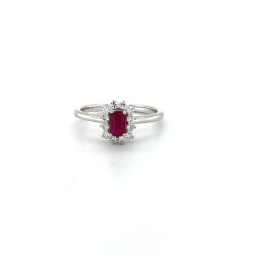 14KW Ruby & Diamond Sunburst Ring