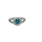Blue Diamond Halo Ring