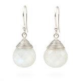 Wire Wrapped Rainbow Moonstone Earrings