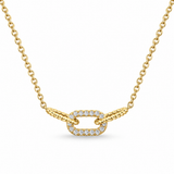 14 Karat Yellow Gold Diamond Pavé Link Necklace