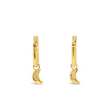 14KY Moon Dangle Earrings w/ Diamonds