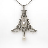 18 Karat & Platinum Diamond & Pearl Necklace