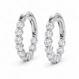 18K White Gold Inside-Outside Diamond Hoop Earrings