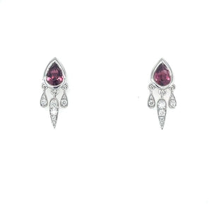 14KW Pink Tourmaline &  Diamond Drip Earrings