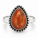 Sterling Silver Pear-Shaped Sunstone Ring