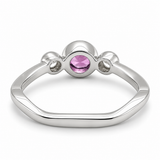 18K White Gold Pink Sapphire & Diamond Three-Stone Ring