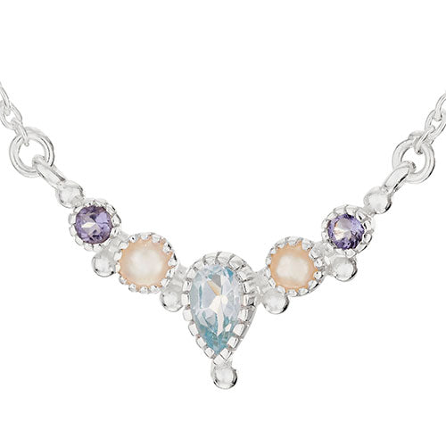 Blue Topaz, Pearl & Iolite Necklace
