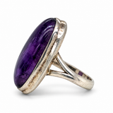 Sterling Silver Elongated Oval Amethyst Ring