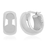 Sterling Silver Satin & High-Polish Hoop Earring