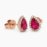 Pear Shape Ruby & Diamond Earrings