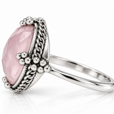 Sterling Silver Oval Rose Quartz Ring