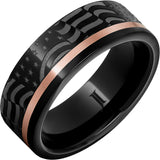 Black Diamond Ceramic™ American Flag Ring with 14K Rose Gold