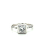 14KW Cushion-Cut Bezel Diamond Engagement Ring