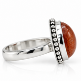 Sterling Silver Pear-Shaped Sunstone Ring