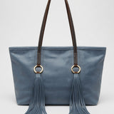 Blue Leather Purse w/ Tassles