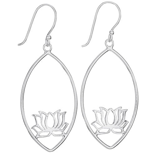 Silver Lotus Flower Earrings