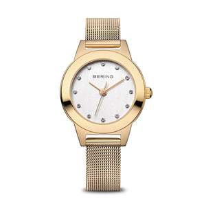 Women's Bering White & Polished Gold Watch