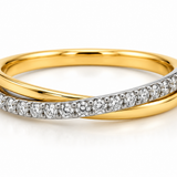 Two-Tone Gold Diamond Crossover Ring